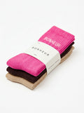 Beige, Brown & Fuchsia 3'lü Çorap Seti — paket görünümü