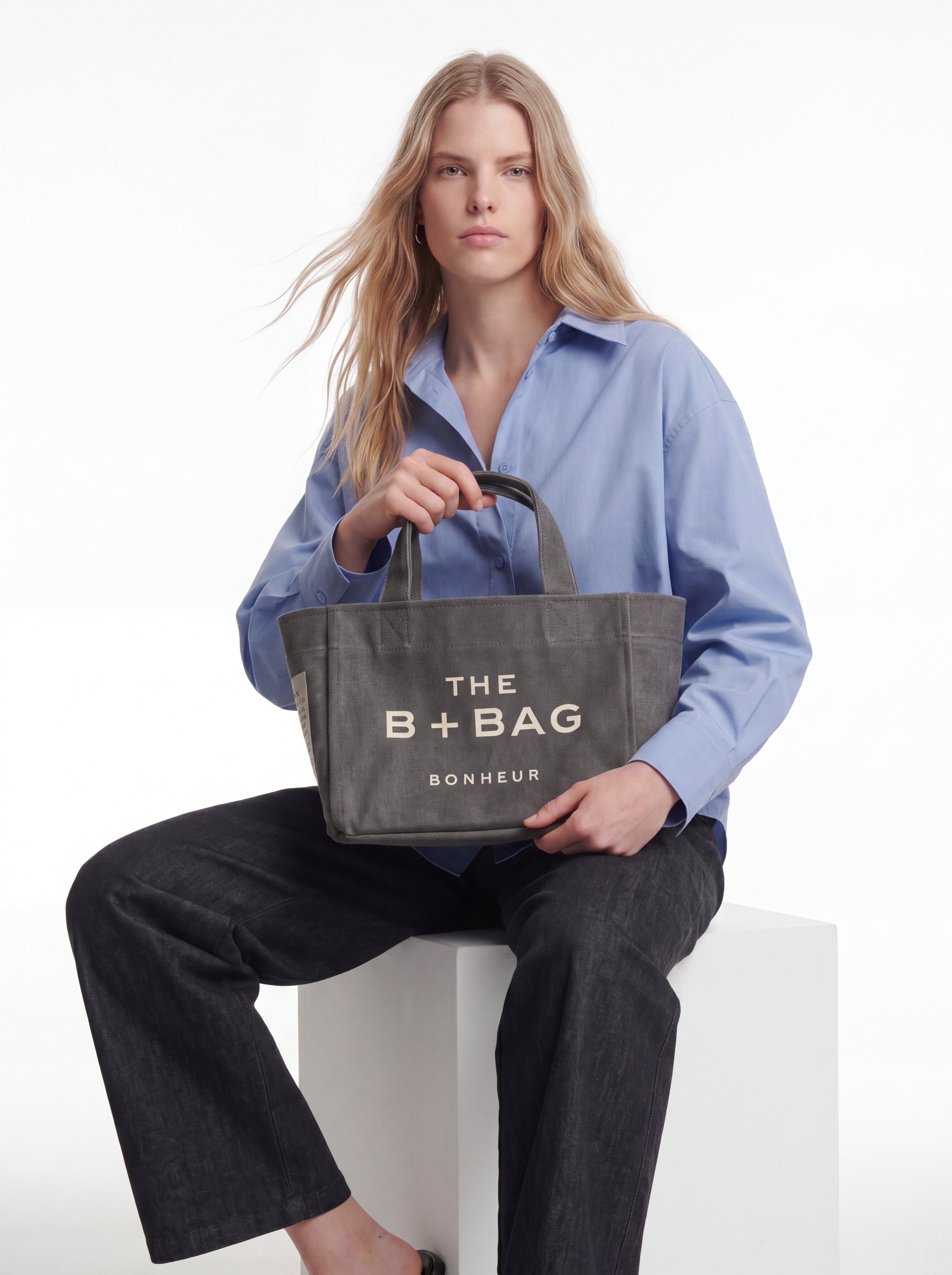 Canvas Ghost Gray Small Tote Bag