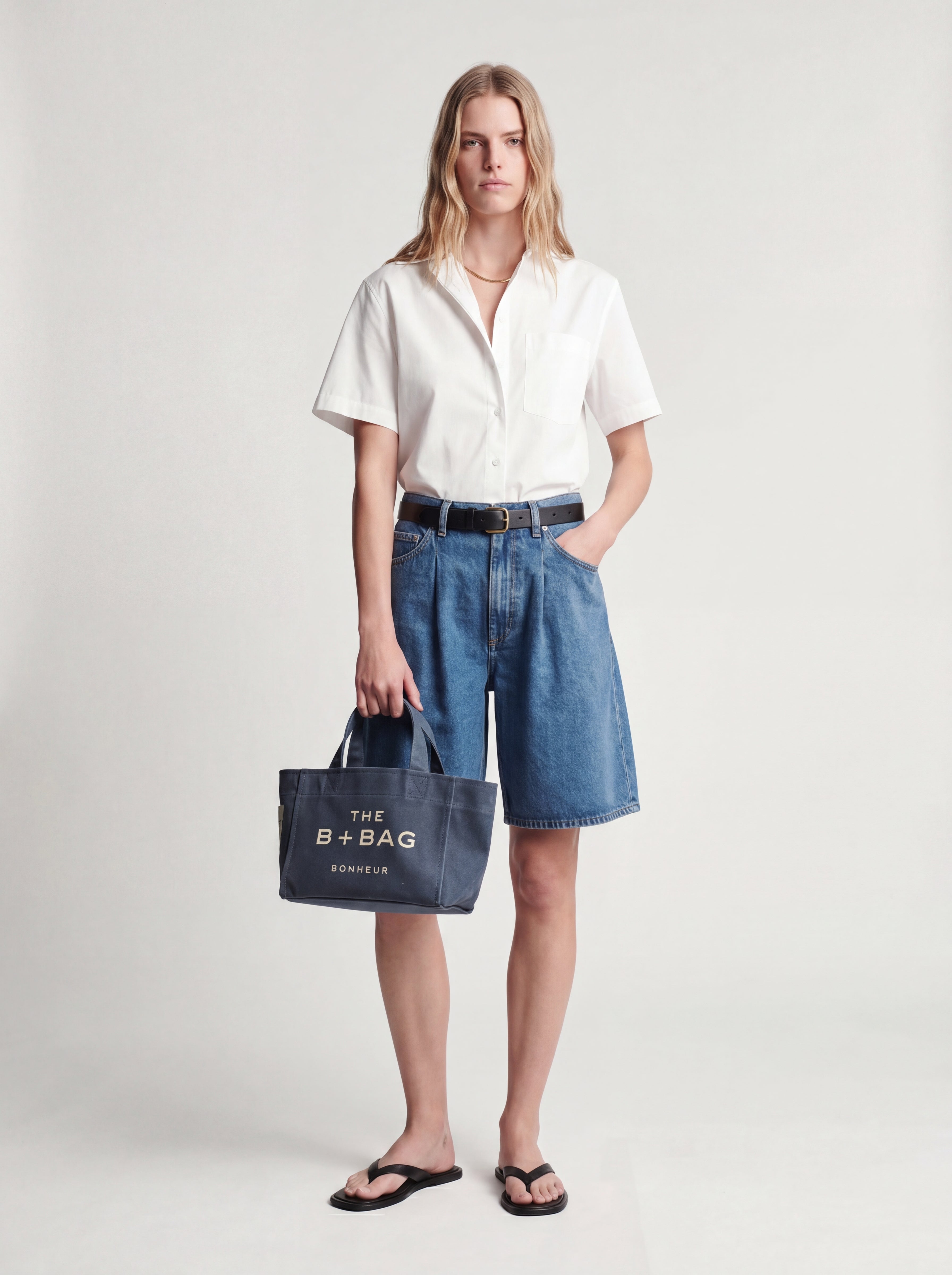 Canvas Dark Denim Small Tote Bag