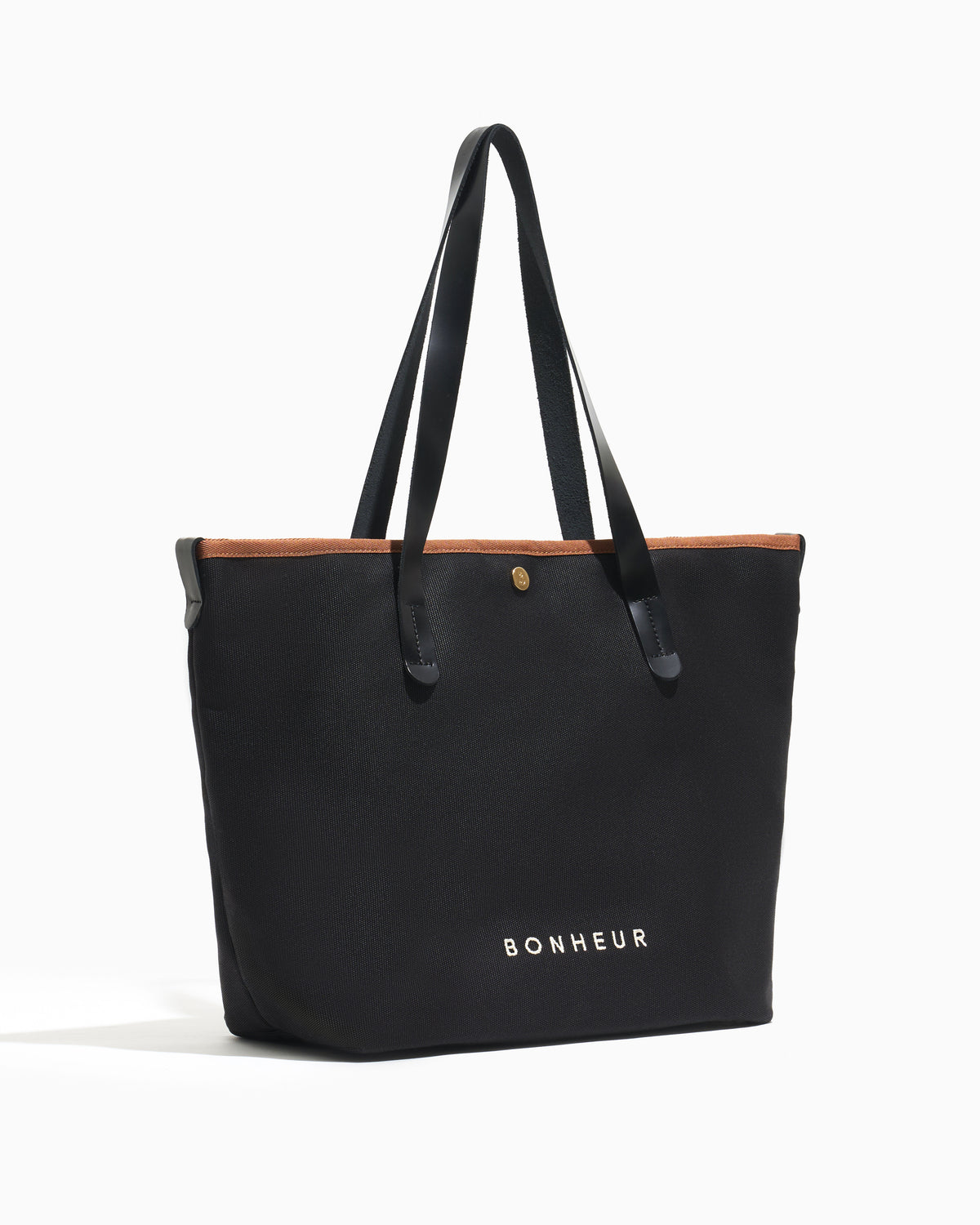 N°8 Canvas Black Caramel kanvas çanta — yandan görünüm