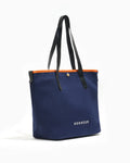 N°8 Canvas Navy Tangerine kanvas çanta — yandan görünüm