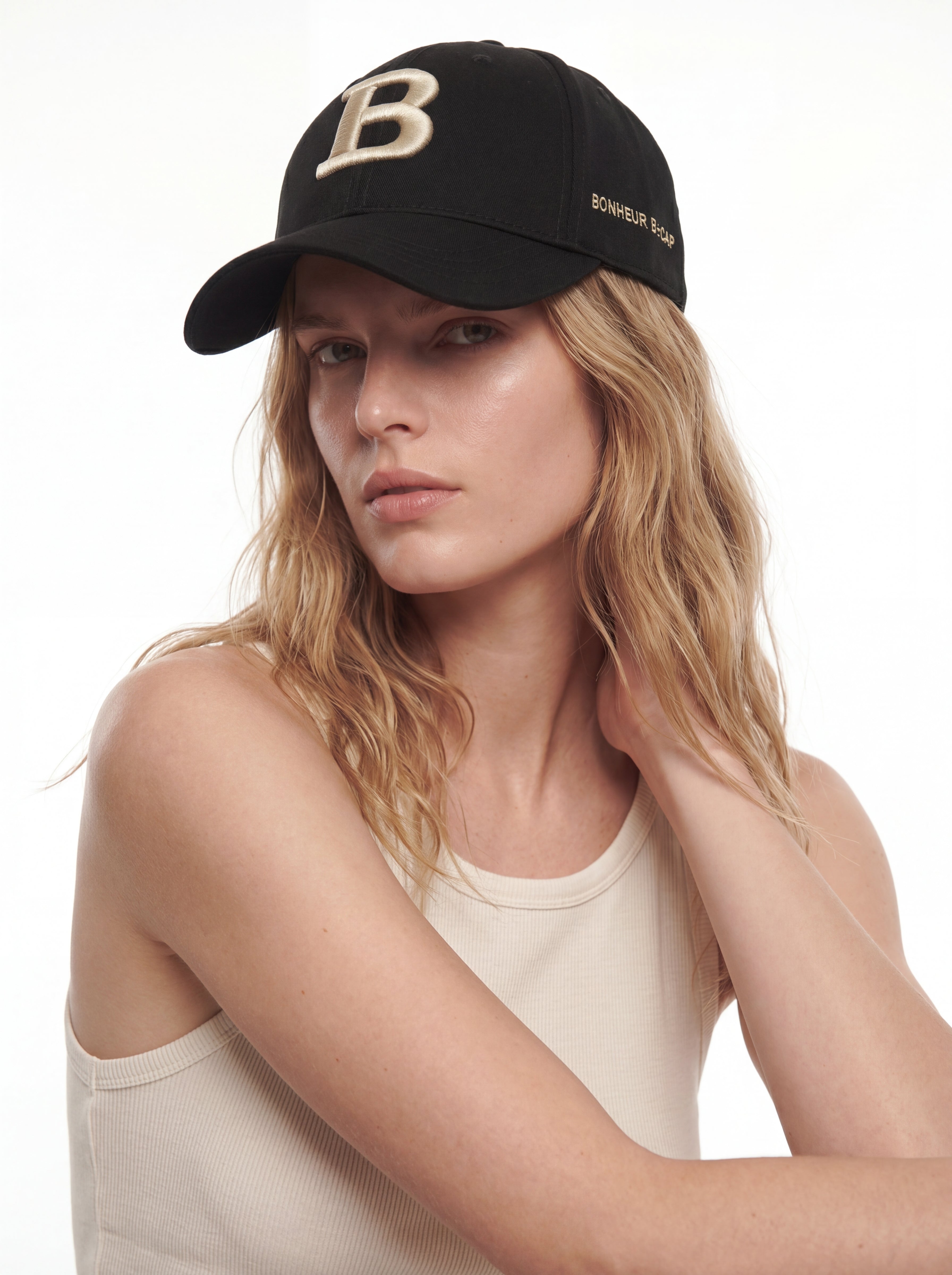 Bonheur B Black Baseball Cap
