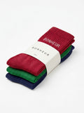 Burgundy, Green & Navy 3'lü Çorap Seti — paket görünümü