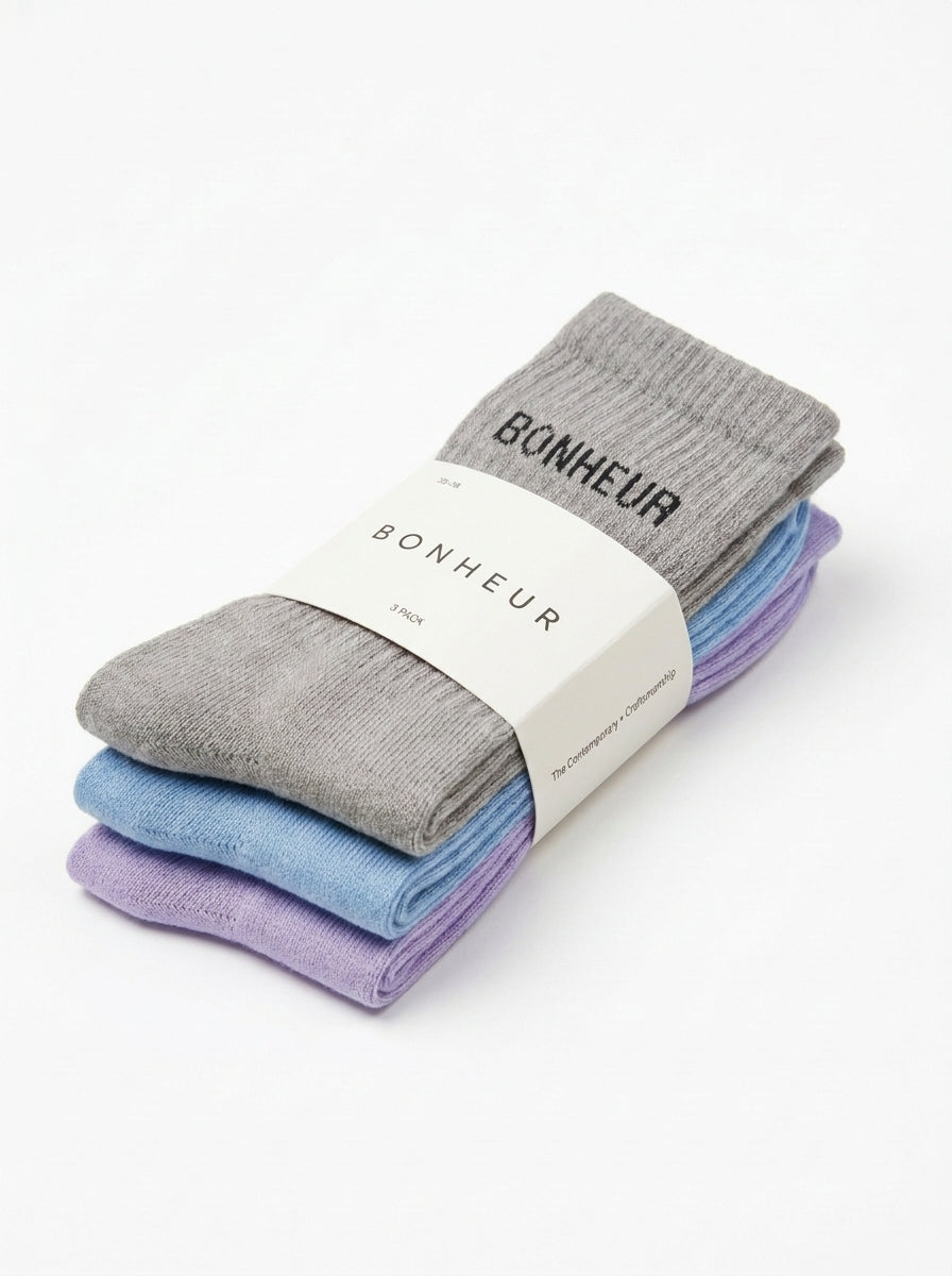 Grey, Blue & Lilac 3'lü Çorap Seti — çoraplar 3