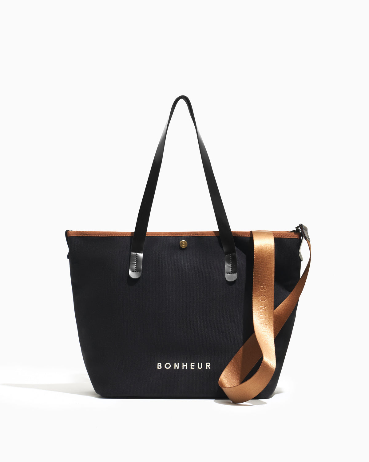 N°8 Canvas Black Caramel kanvas çanta — önden görünüm