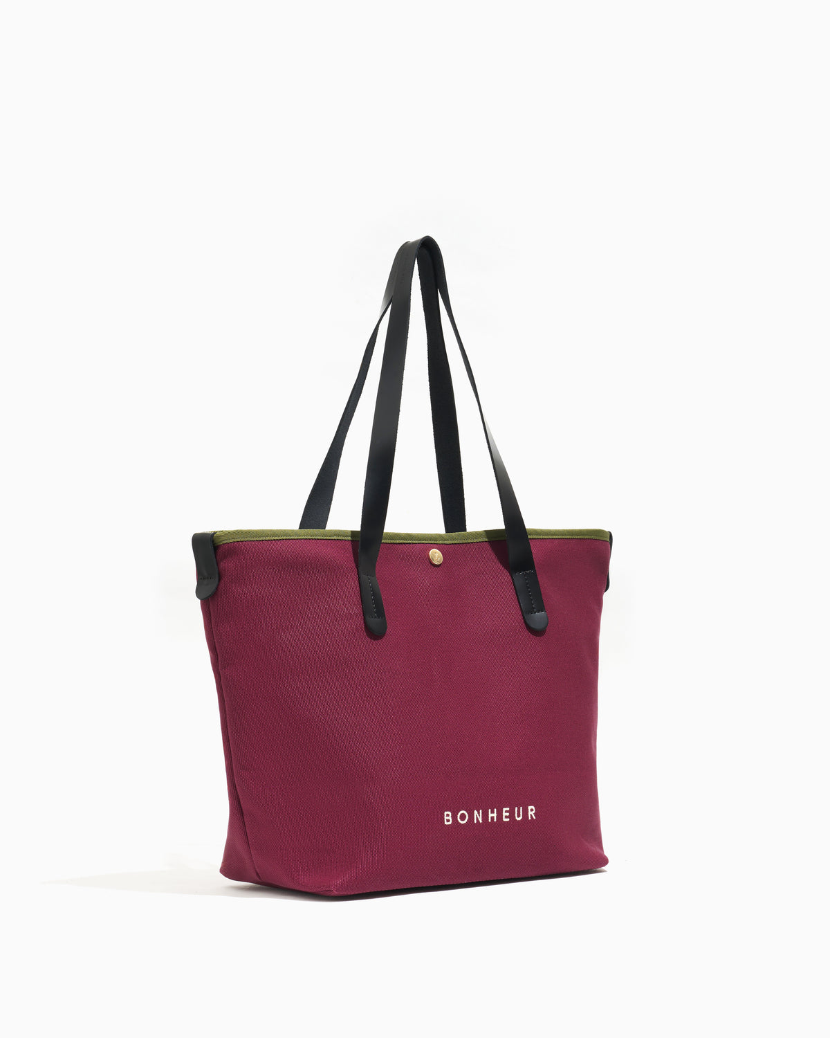 N°8 Canvas Merlot kanvas çanta — yandan görünüm