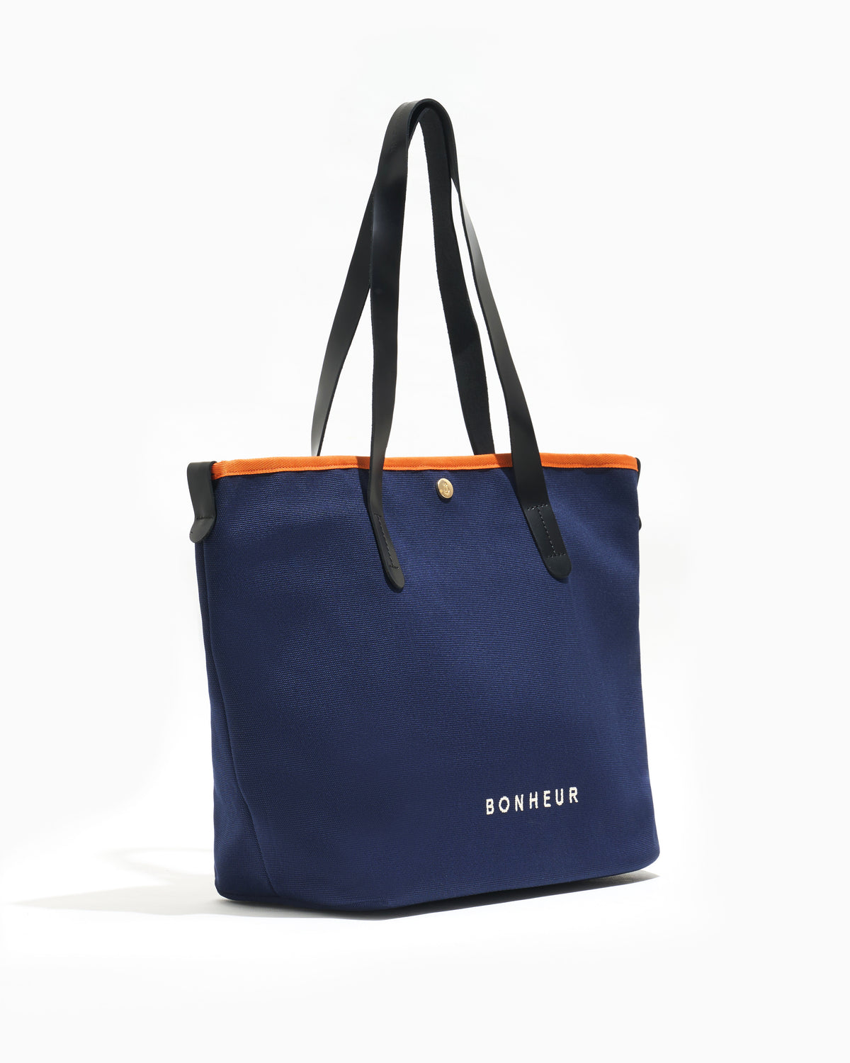 N°8 Canvas Navy Tangerine kanvas çanta — yandan görünüm
