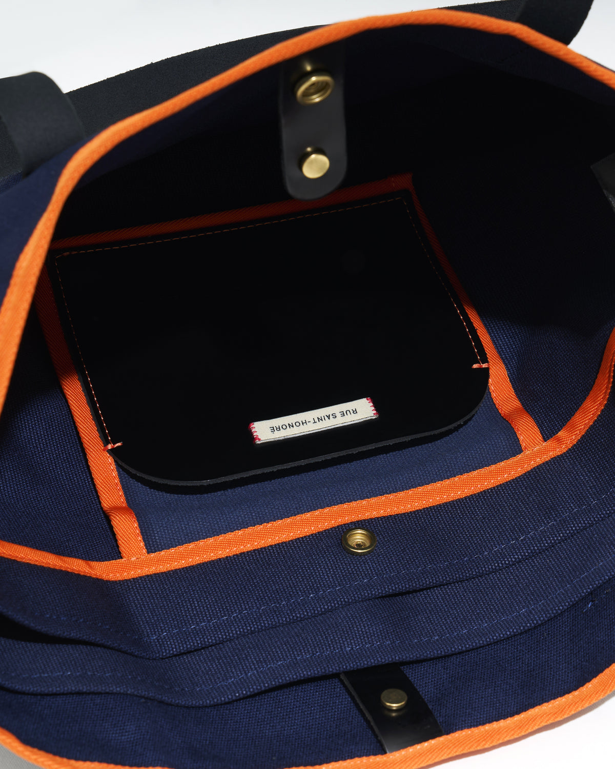 N°8 Canvas Navy Tangerine kanvas çanta — iç detay