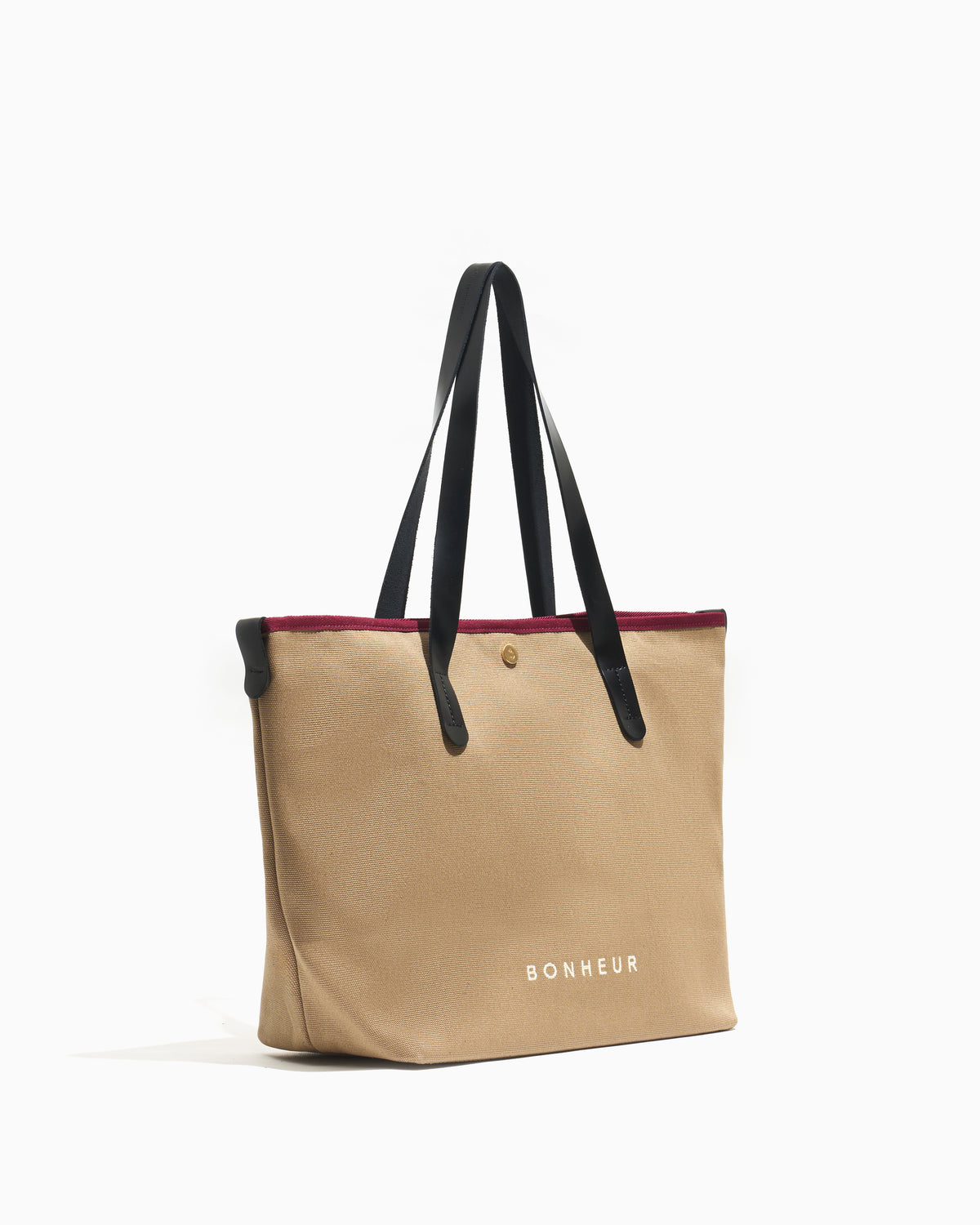 N°8 Canvas Oat Latte kanvas çanta — yandan görünüm