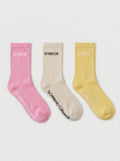 Pink, Cream & Yellow 3'lü Çorap Seti — üstten görünüm