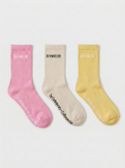 Pink, Cream & Yellow 3'lü Çorap Seti