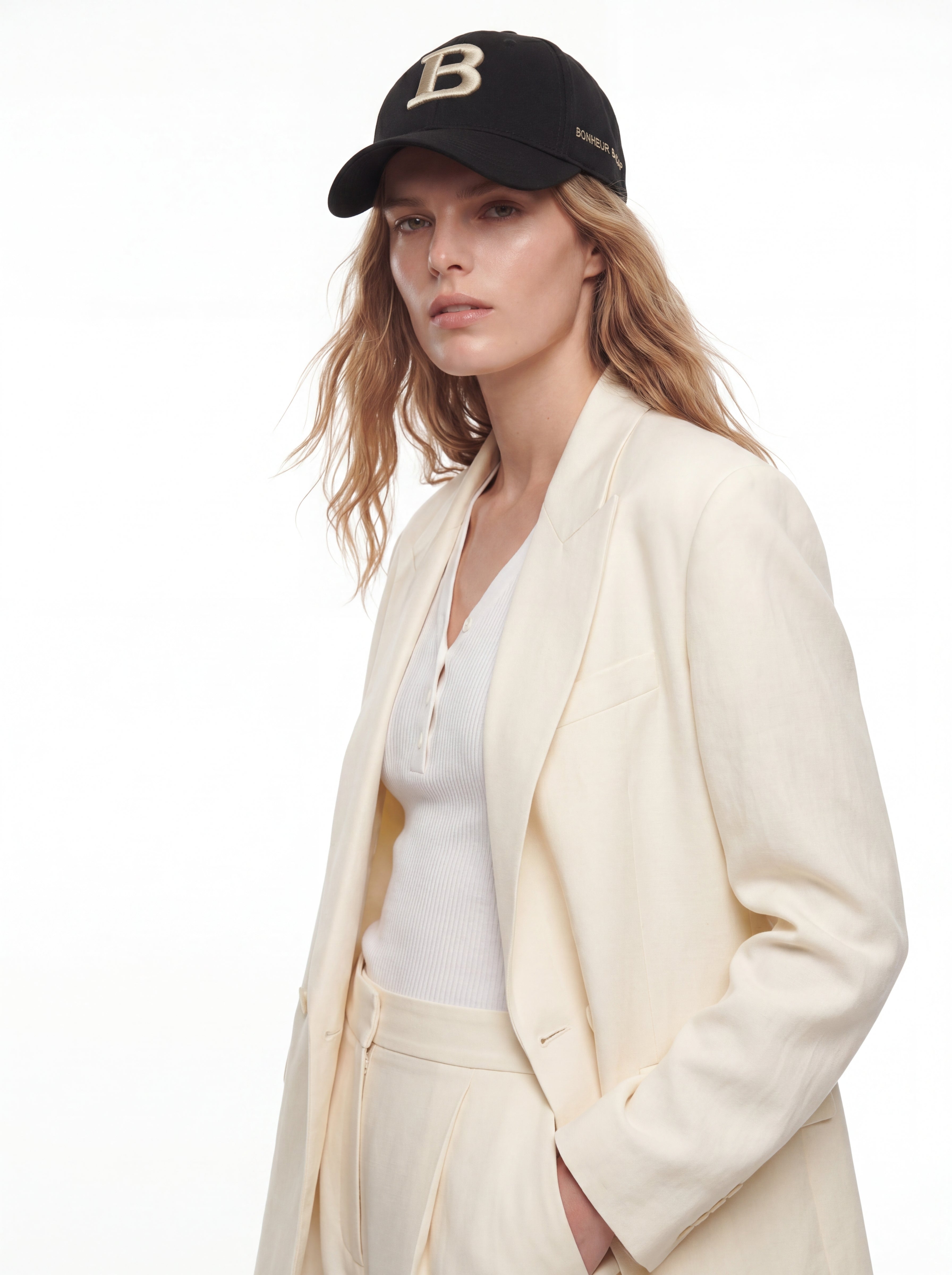 Bonheur B Black Baseball Cap